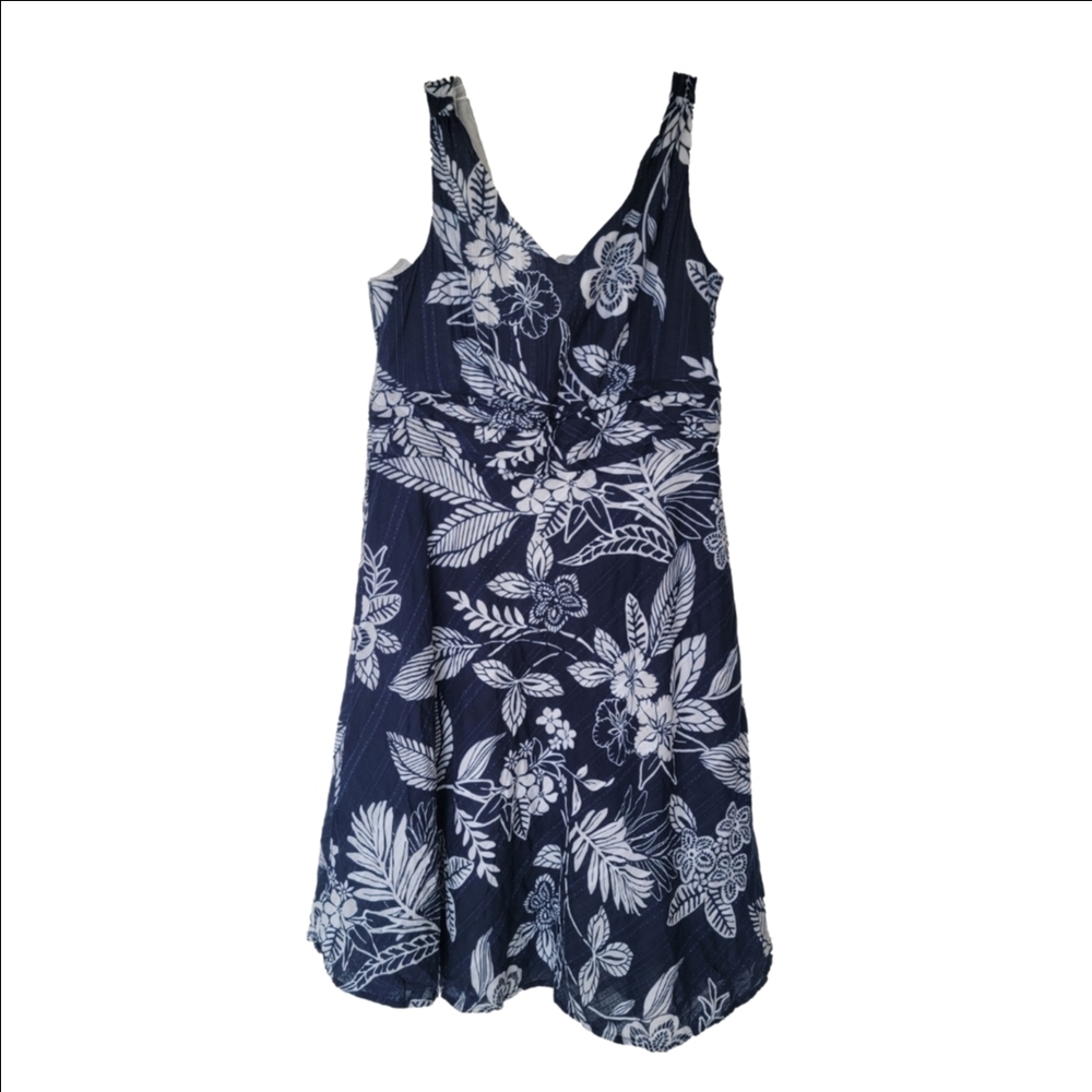 Amanda Lane Navy and White Floral Midi Dress
